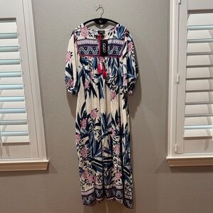 🌸✨ NWT GiGio Floral Maxi Dress with Blue & Pink Accents ✨🌸